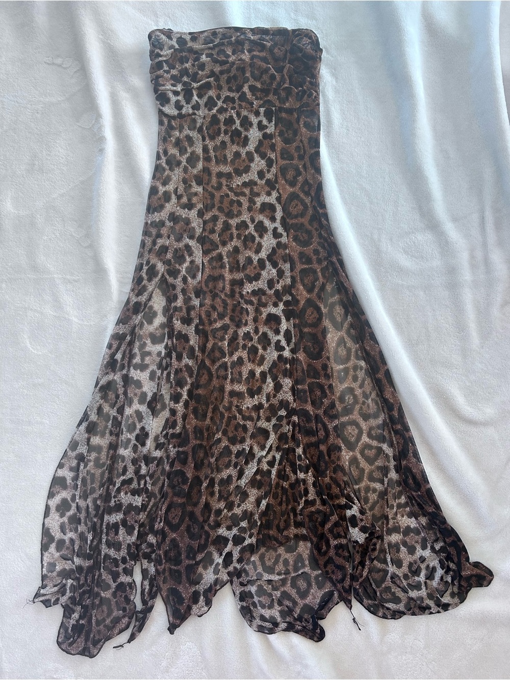 Sans Souci Asymmetrical Leopard-Print Sheer Strapless Cover-up